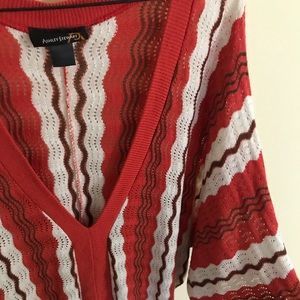 Ashley Stewart V Neck Lace Crochet Sweater